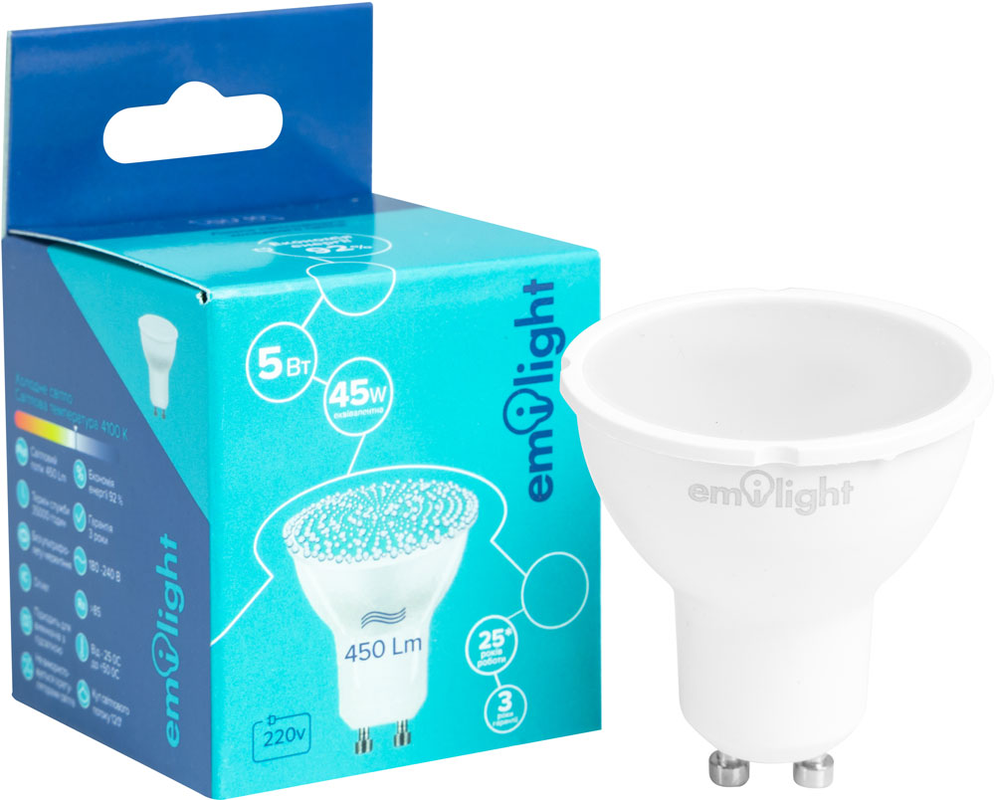 Лампа світлодіодна Emilight (6983850558065) 5Вт, GU10, 4100K